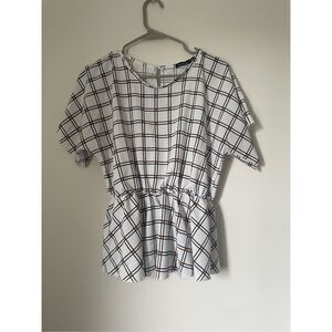 boohoo US 10 women’s plaid white and orange flow shirt